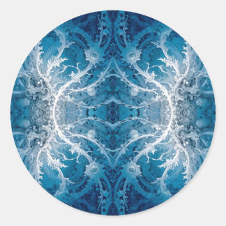 Sacred Cosmic Flow - Blue Silver Symmetrie Runder Aufkleber