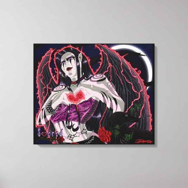 Sacred - Der dunkle Engel stickte Leinendrucke Leinwanddruck (Vorderseite)