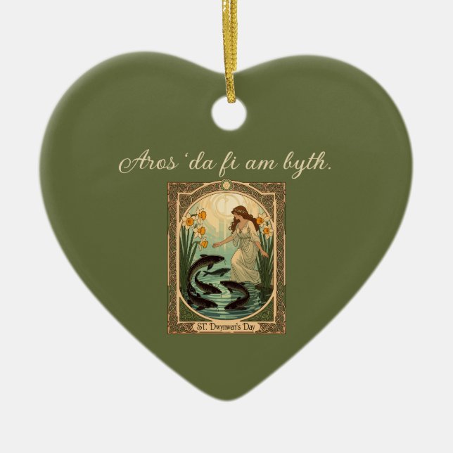 Sacred Fish of Saint Dwynwen's Well in Wales Keramik Ornament (Vorne)