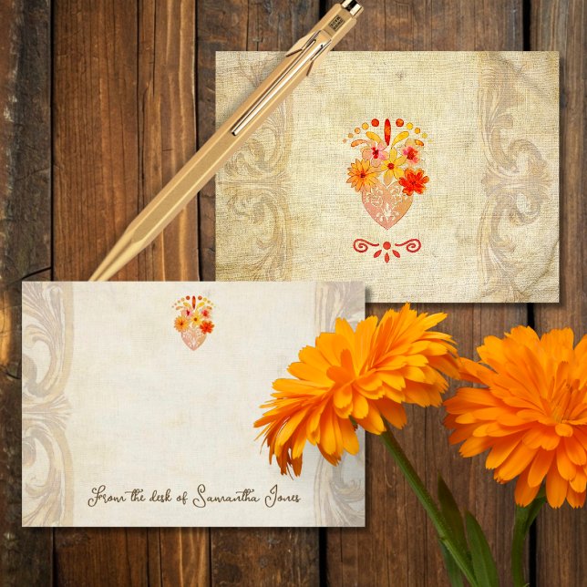 Sacred Floral Heart Mexican Baroque Muse Mitteilungskarte (Von Creator hochgeladen)