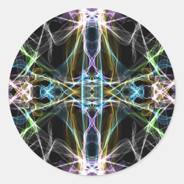Sacred_Geo_Fraktal_2 Runder Aufkleber (Vorderseite)
