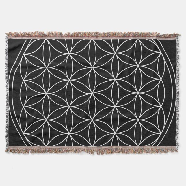 Sacred Geometry : Blume des Lebens Schwarz & Weiß Decke (Vorderseite)
