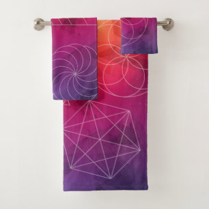 Sacred Geometry Bright Polygons Badhandtuch Set