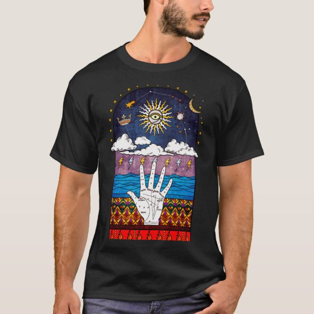 Sacred Geometry Esoteric Prayer retro gift T-Shirt (Vorderseite)