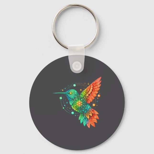 Sacred Geometry Hummingbird Mystic Celestial Desig Schlüsselanhänger (Vorderseite)