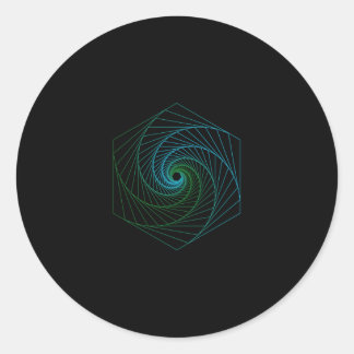 Sacred Geometry - LineArt Blue und Green Runder Aufkleber