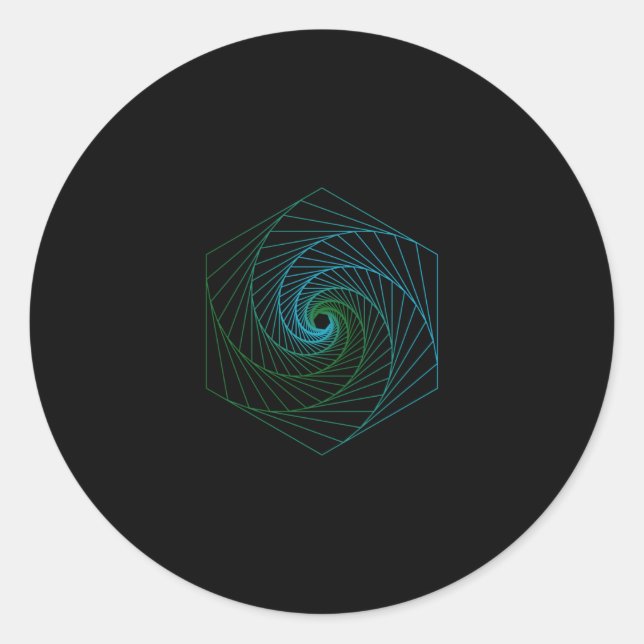 Sacred Geometry - LineArt Blue und Green Runder Aufkleber (Vorderseite)