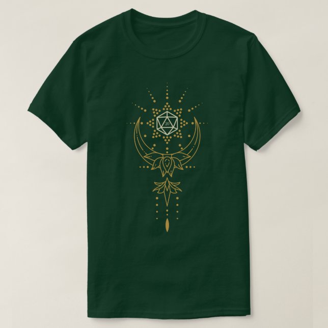 Sacred Geometry Lotus Polyhedral D20 Dice T-Shirt (Design vorne)