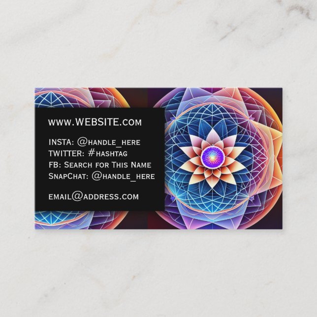 Sacred Geometry Mandala Berufliche Führungskraft Visitenkarte (Vorderseite)