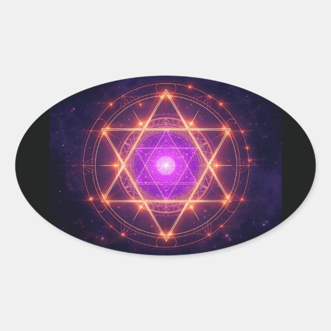 Sacred Geometry Mandala – Light Within the Cosmos Ovaler Aufkleber (Vorderseite)