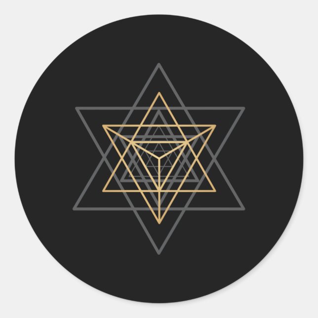 Sacred Geometry Star Tetrahedron Merkaba Runder Aufkleber (Vorderseite)