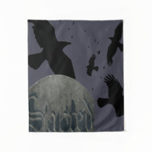 Sacred Gothic Text Gravestone mit Krähen und Raven