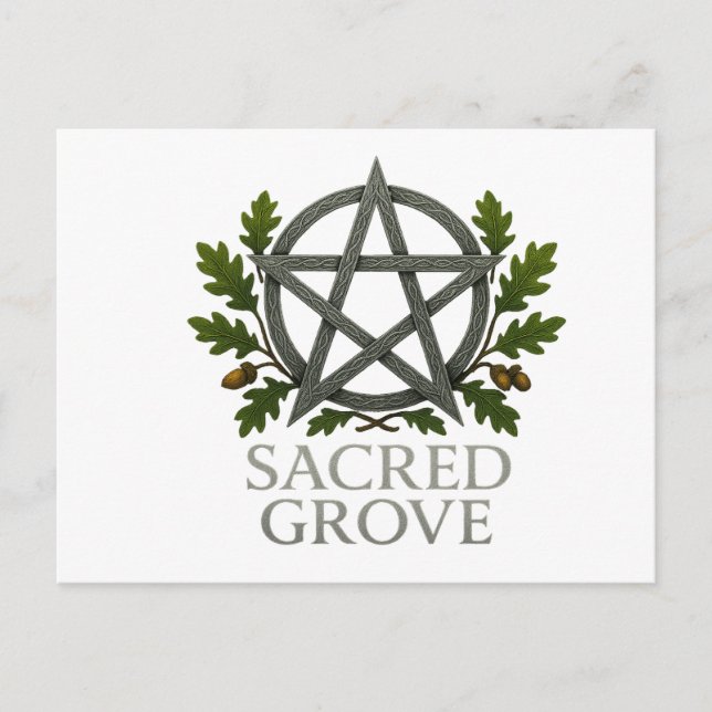 Sacred Grove Pentagram Wiccan Postkarte (Vorderseite)