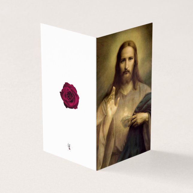 Sacred Heart Catholique Condolence Merci Cartes (Outside)
