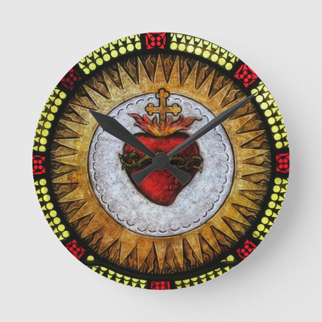 Sacred Heart Clock Runde Wanduhr (Vorderseite)