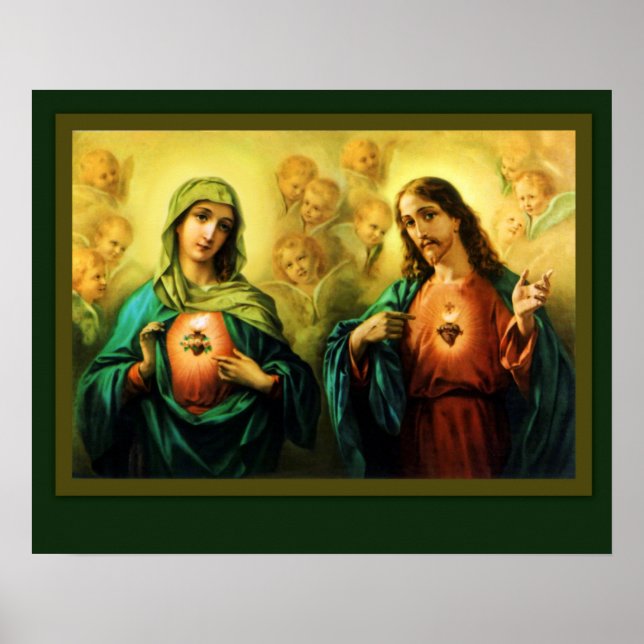 Sacred Heart of Jesus and Immaculate Heart of Mary Poster (Vorne)