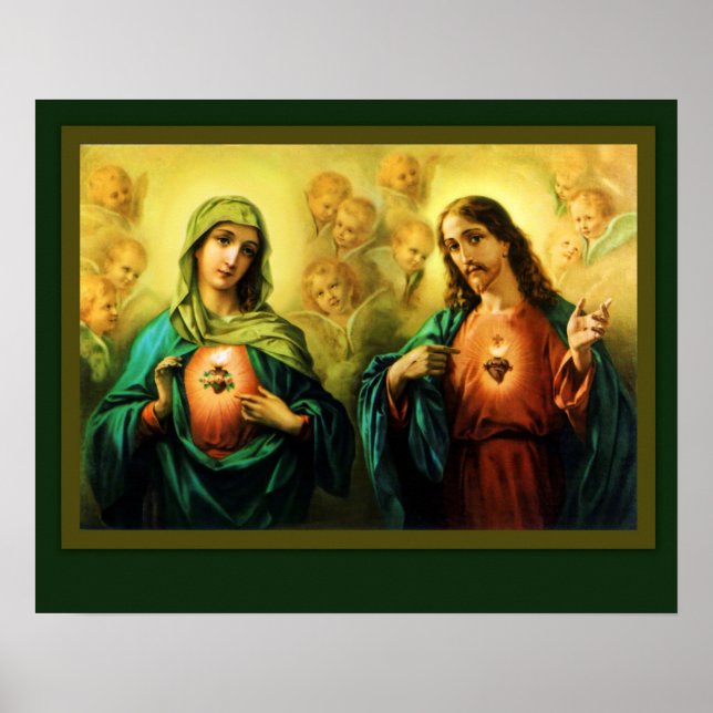Sacred Heart of Jesus and Immaculate Heart of Mary Poster (Vorne)