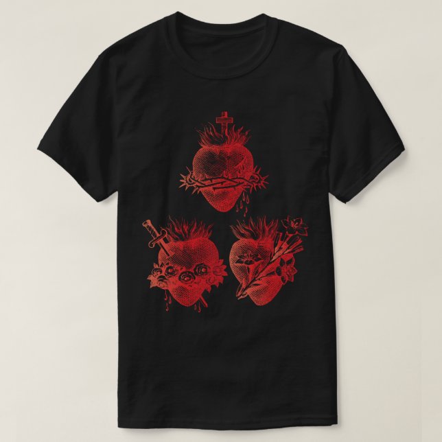 Sacred Heart of Jesus and Immaculate Heart of Mary T-Shirt (Design vorne)