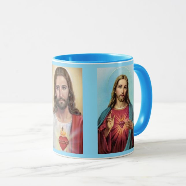 Sacred Heart of Jesus Blue Gift Coffee Cup Tasse (VorderseiteRechts)