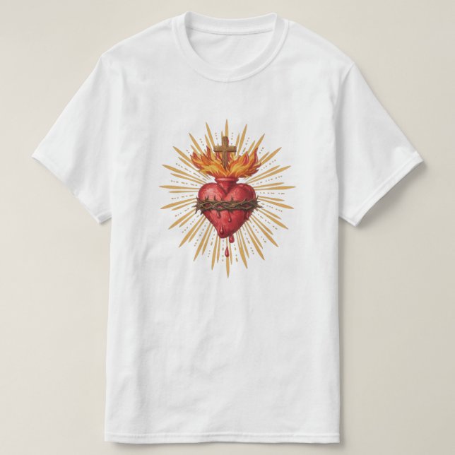 Sacred Heart of Jesus Catholic Traditional T-Shirt (Design vorne)