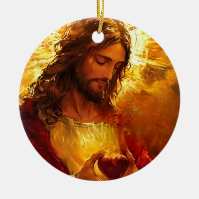 Sacred Heart of Jesus  Keramik Ornament (Vorne)