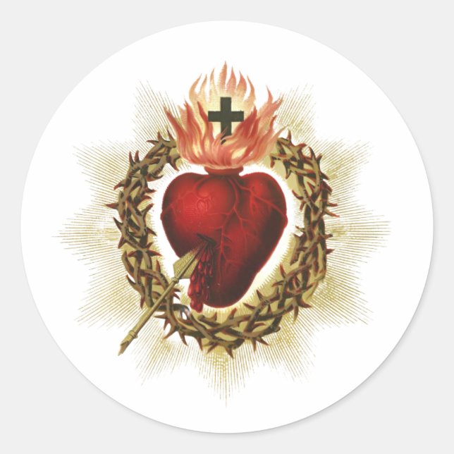 Sacred Heart of Jesus Round Stickers  (Vorderseite)
