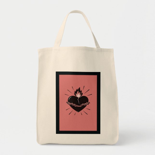 Sacred Heart Reimagined – Minimal Symbolic Art  Tragetasche (Vorne)