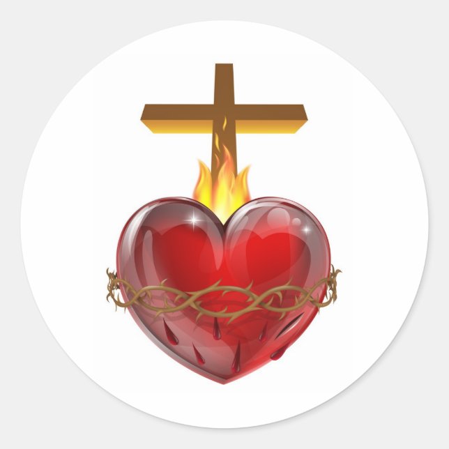 Sacred Heart Runder Aufkleber (Vorderseite)