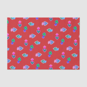 Sacred Hearts Catholic Folk Art Red Seidenpapier