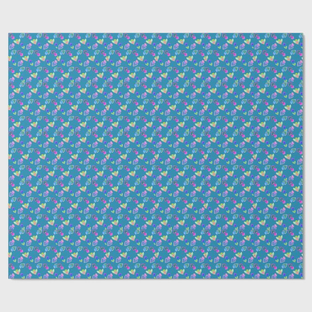 Sacred Hearts Folk Art Geschenkpapier (Flach)