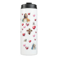 Sacred Hearts of Jesus and Mary - Watercolor Chris
