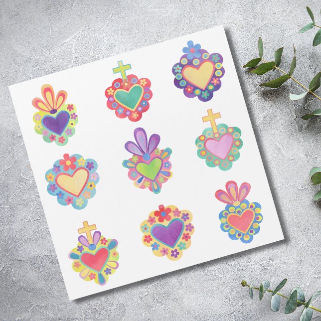 SACRED HEARTS, WATERCOLOR, mexico, mexikanisches V Magnetkarte (Von Creator hochgeladen)