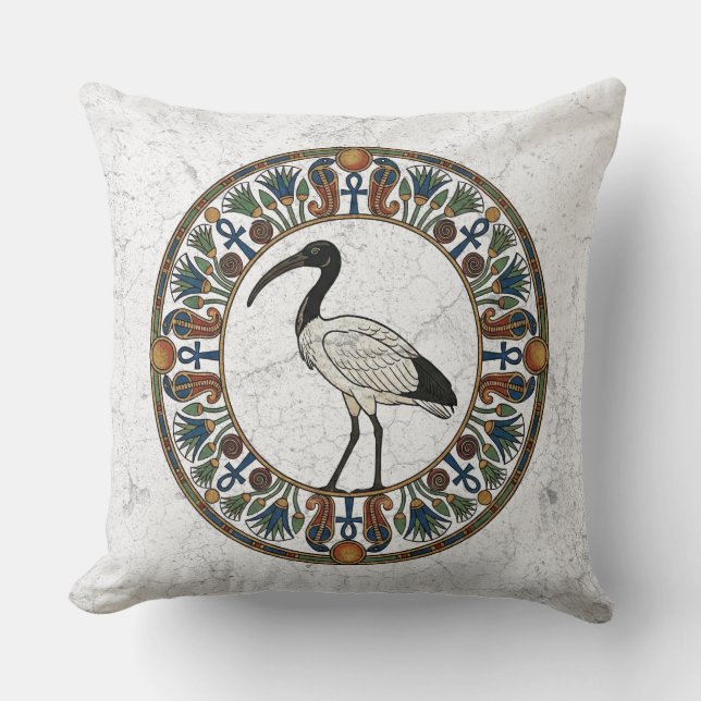 Sacred Ibis of Thoth: God of Wisdom Ancient Egypt Kissen (Vorderseite)