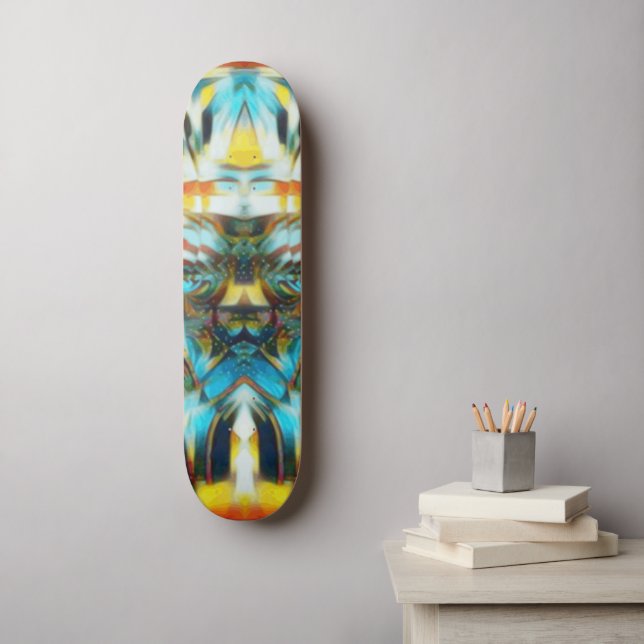 Sacred Light Wave Mask light blue yellow orange Skateboard (Wandkunst)