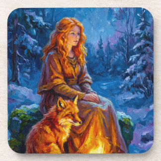 Sacred Nature: Celtic Goddess Brigid Art on Canvas Getränkeuntersetzer