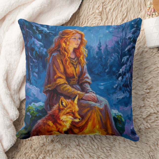 Sacred Nature: Celtic Goddess Brigid Art on Canvas Kissen (Decke)