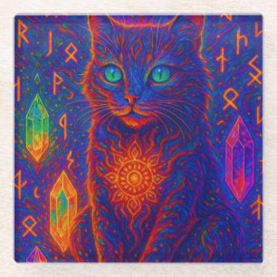 Sacred Neon Cat Glasuntersetzer