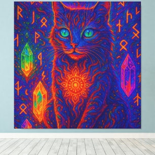 Sacred Neon Cat Leinwanddruck