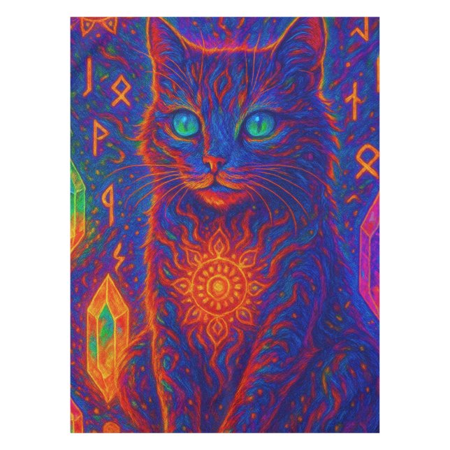 Sacred Neon Cat Tischdecke (Vorderseite)