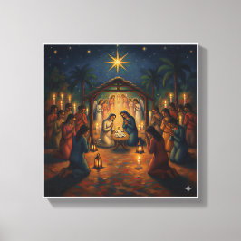 Sacred Night Nativity Scene – Vibrant Christmas Leinwanddruck