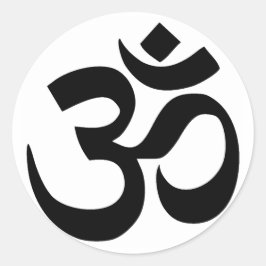 Sacred Om Symbol Sanskrit Skript schreiben Runder Aufkleber