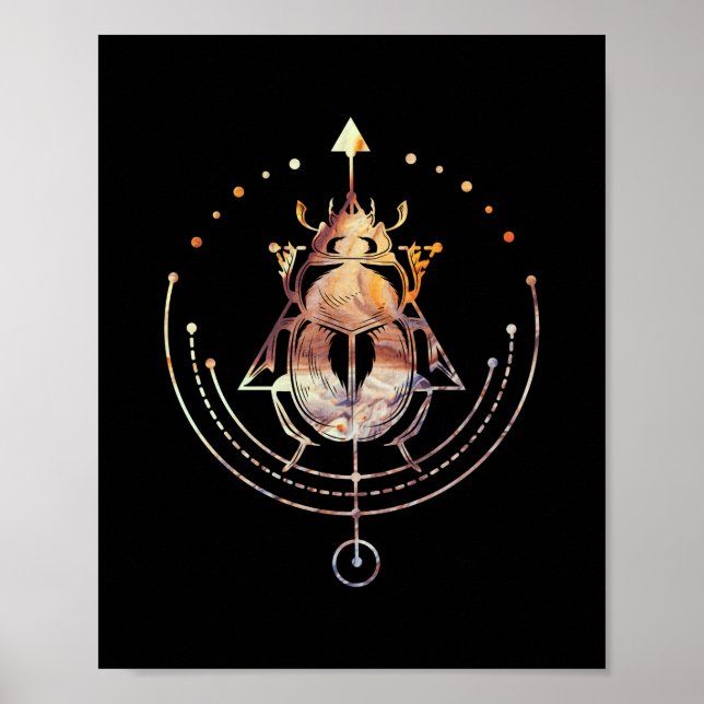 Sacred Scarab Egyptian Occult Geometry Poster (Vorne)