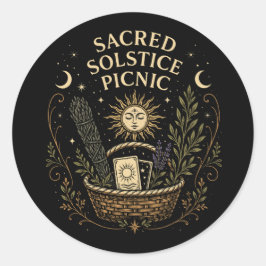 Sacred Solstice Picnic Litha Runder Aufkleber