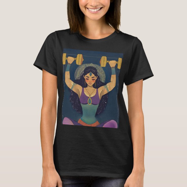 Sacred Strength Goddess Fitness Design T-shirt (Vorderseite)
