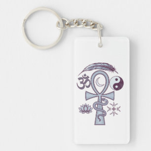 Sacred Symbols - Ankh, Schlange und kosmischer Aus Schlüsselanhänger