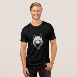 Sacred White Wolf – Geometric Spirit Design Tri-Blend Shirt