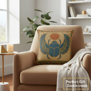 Sacred Winged Scarab Schutzpatrone Gold Kissen