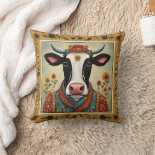 Sacro Cow floral Folk Kunst Kissen