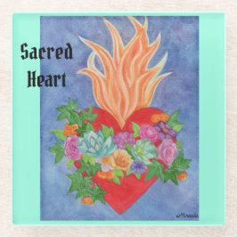 Sacro Heart Glass Untersetzer Kunstvoll rosa Kunst