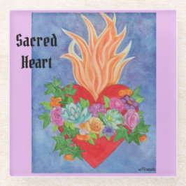 Sacro Heart Glass Untersetzer Kunstvoll rosa Kunst